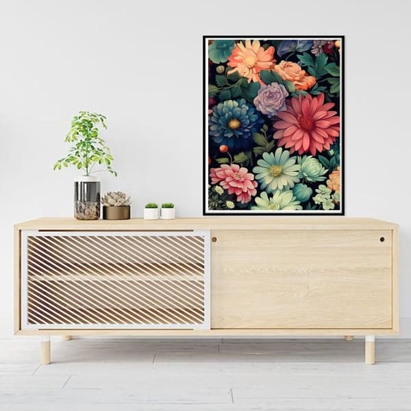 OBOSOE Blommig Diamantkonst - Kvadratisk DIY Diamantmålning Kit för Vuxna, Present & Väggdekoration (30x40 cm)