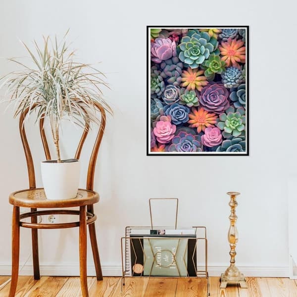 OBOSOE timanttimaalaus – neliönmuotoinen mehevä tee-se-itse jalokivitaidesarja, seinäkoriste ja lahja – 30×40 cm