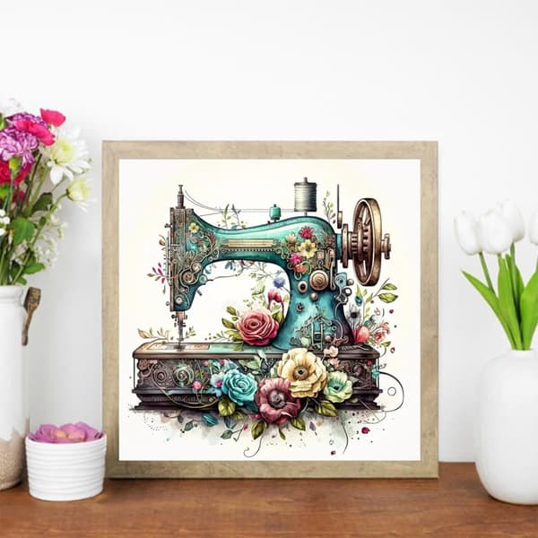 OBOSOE Diamantmaleri & Diamantmaleri – 5D Rund DIY Symaskine & Blomster Vægdekoration for begyndere – 30×30 cm
