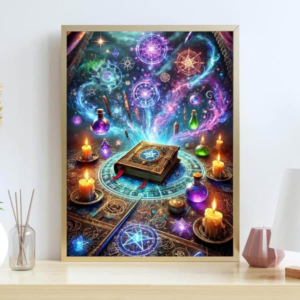 OBOSOE Halloween timanttimaalaus - Magic DIY Full Drill Diamond Art Kit, seinäkoriste (30x40 cm)