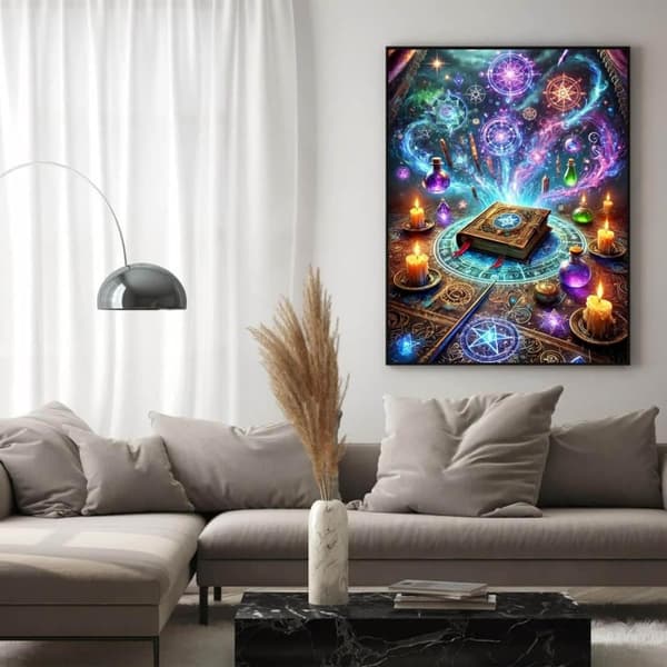 OBOSOE Halloween timanttimaalaus - Magic DIY Full Drill Diamond Art Kit, seinäkoriste (30x40 cm)