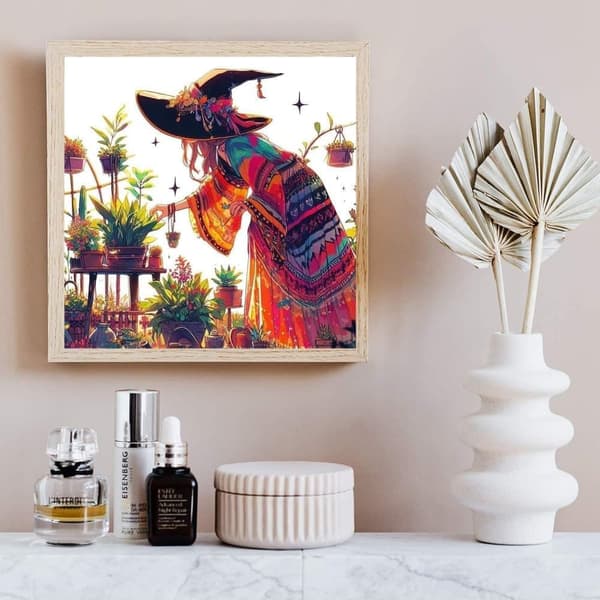 OBOSOE timanttimaalaus ja timanttimaalaus – 5D pyöreä täyspora Magic Art Kit lahja ja seinäkoriste – 35×35 cm