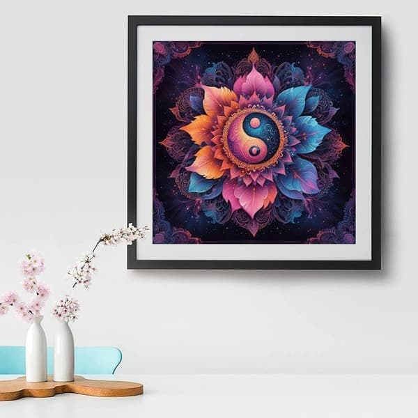 OBOSOE Diamond Painting & Diamantmålning – 5D Full Drill DIY Mandala & Blommor Väggdekoration – 35×35 cm