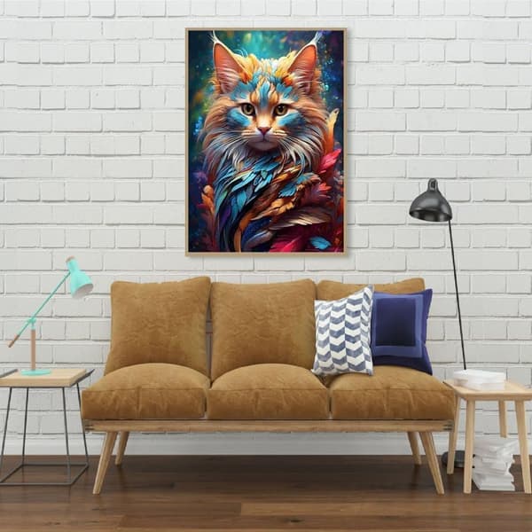 OBOSOE timanttimaalaus ja timanttimaalaus – 5D värikäs DIY vihainen kissan seinäkoriste – 30×40 cm