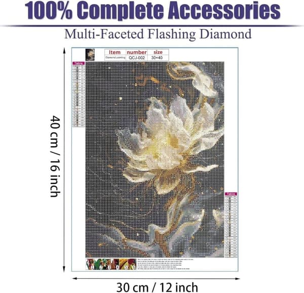 OBOSOE Diamond Painting & Diamantmålning – 5D Full Drill DIY Blommor Väggdekoration för Nybörjare – 30×40 cm