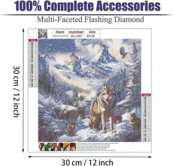OBOSOE Varg Diamantpyssel - 5D Djur DIY Gem Konst Kit, Väggdekoration (30x30 cm)