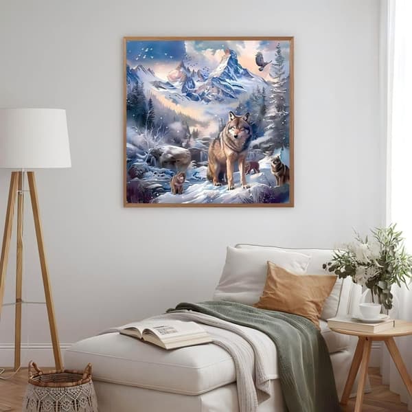 OBOSOE Varg Diamantpyssel - 5D Djur DIY Gem Konst Kit, Väggdekoration (30x30 cm)