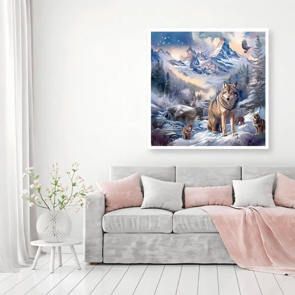 OBOSOE Varg Diamantpyssel - 5D Djur DIY Gem Konst Kit, Väggdekoration (30x30 cm)