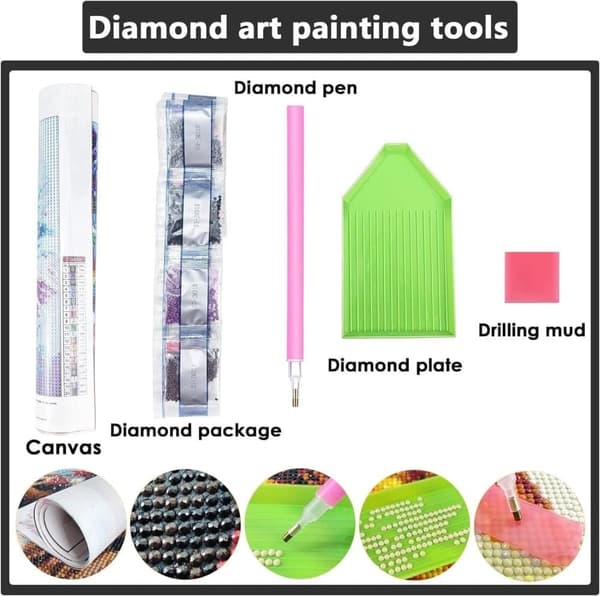 OBOSOE Diamond Painting & Diamantmålning – 5D Full Drill DIY Väggdekor (30×40 cm), Månfall Landskapsmotiv