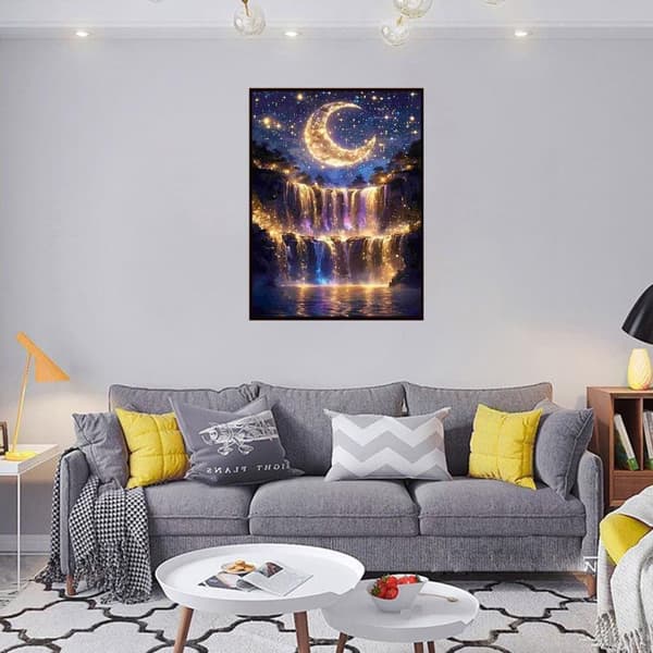 OBOSOE Diamond Painting & Diamantmålning – 5D Full Drill DIY Väggdekor (30×40 cm), Månfall Landskapsmotiv