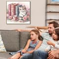 Miniatyrbild 3 av 8: OBOSOE Diamond Painting & Diamantmålning – 5D Full Drill DIY Väggdekor (30×30 cm), Katt med Bokmotiv