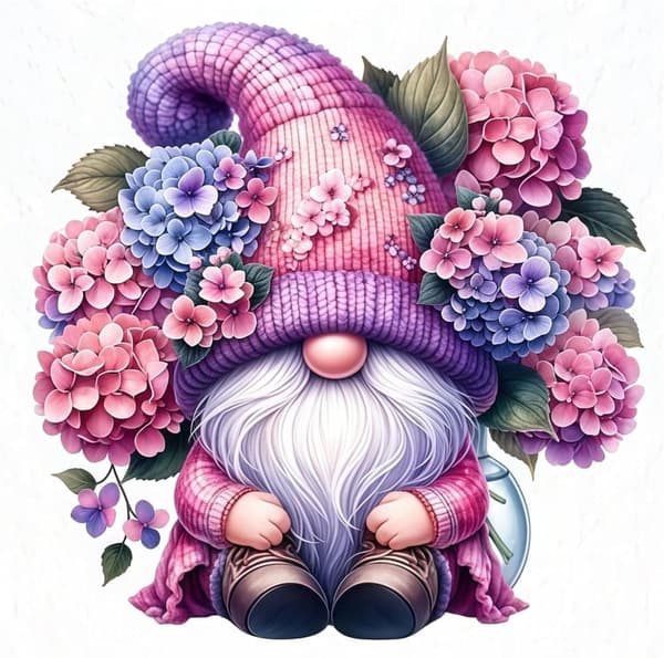 OBOSOE Diamond Painting & Diamantmålning – 5D Full Drill DIY Väggdekor (30×30 cm), Rosa Hortensia & Tomte