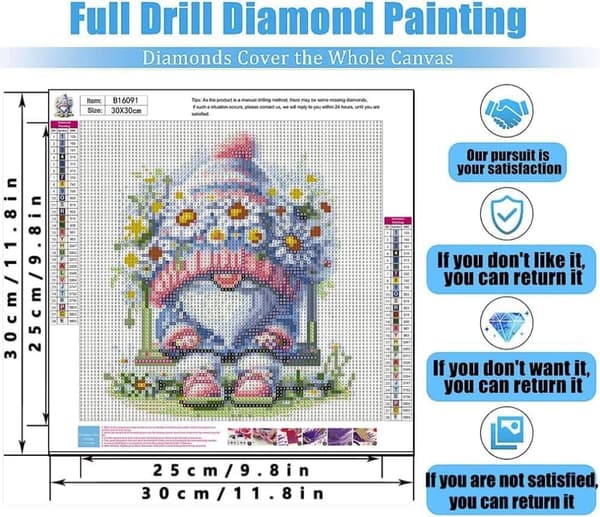 OBOSOE Diamantmaleri & Diamantmaleri – 5D Fuld Drill DIY Kunst (30×30 cm), Gyngejulemand med prydplante