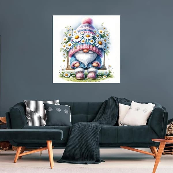 OBOSOE Diamantmaleri & Diamantmaleri – 5D Fuld Drill DIY Kunst (30×30 cm), Gyngejulemand med prydplante