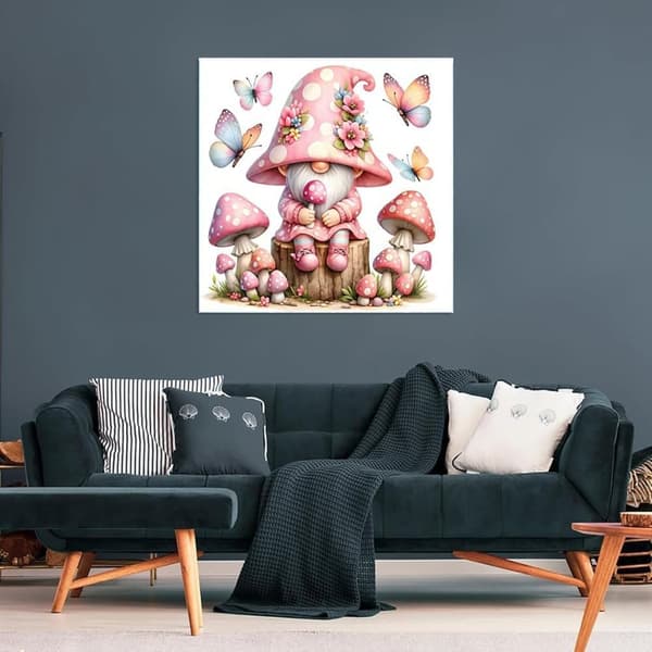 OBOSOE timanttimaalaus ja timanttimaalaus – 5D-täyspora tee-se-itse-seinäkoriste (30×30 cm), joulupukki & sienikuvio
