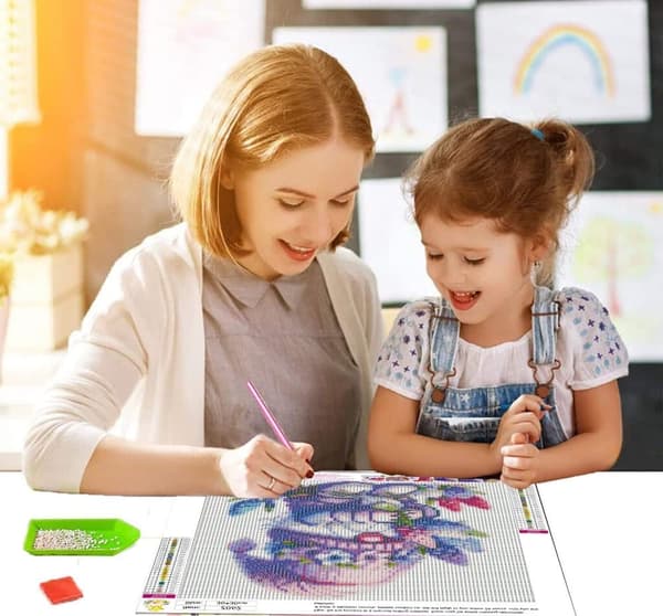OBOSOE Tomte med Blommor Diamantkonst - 5D Full Drill DIY Diamantmålning Kit (30x30 cm)
