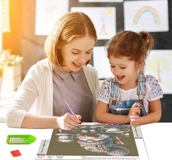 OBOSOE Diamond Painting & Diamantmålning – 5D Full Drill DIY Kit (30×30 cm), Lästande Tomte Motiv