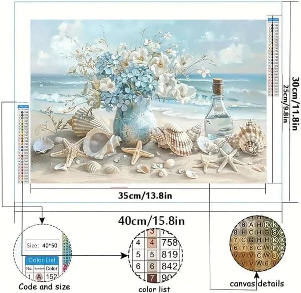 OBOSOE timanttimaalaus ja timanttimaalaus – 5D-täyspora tee-se-itse-seinäkoriste (30×40 cm), rantateema