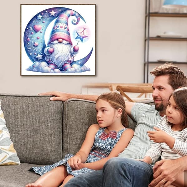 OBOSOE timanttimaalaus ja timanttimaalaus – 5D-täyspora DIY Art Kit (35×35 cm), Moon Santa Motif seinäkoristeluun
