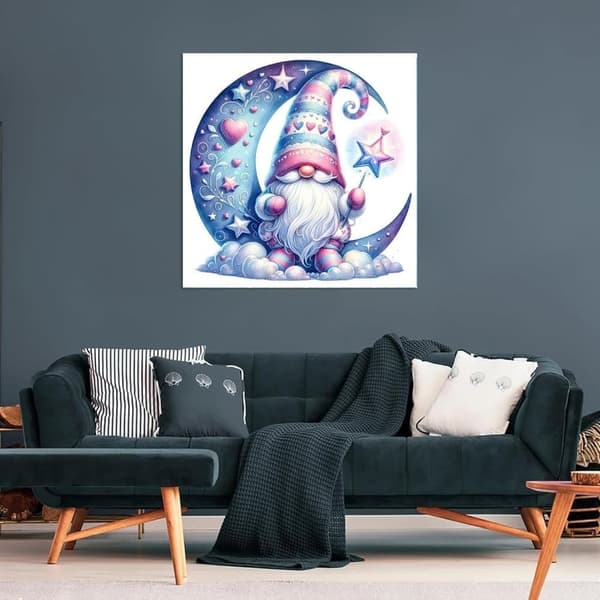 OBOSOE timanttimaalaus ja timanttimaalaus – 5D-täyspora DIY Art Kit (35×35 cm), Moon Santa Motif seinäkoristeluun