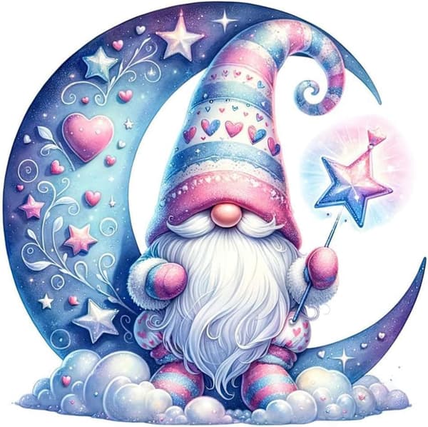 OBOSOE timanttimaalaus ja timanttimaalaus – 5D-täyspora DIY Art Kit (35×35 cm), Moon Santa Motif seinäkoristeluun