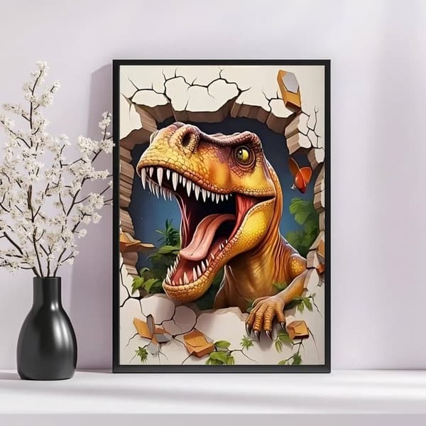 OBOSOE timanttimaalaus ja timanttimaalaus – 5D-tee-se-itse-sarja aikuisille ja aloittelijoille (30×40 cm), dinosaurusteema