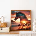Pikkukuva 3 / 9: OBOSOE Horse Diamond Crafts - 5D pyöreä täyspora DIY timanttitaidesarja aikuisille, seinäkoriste (35x35 cm)