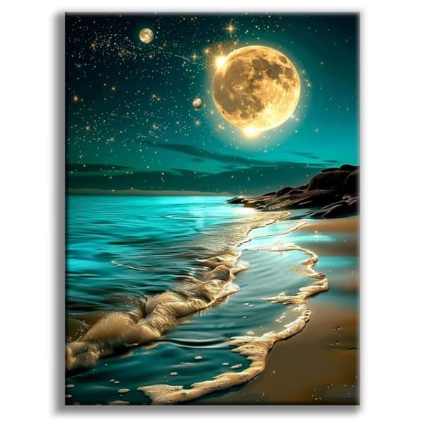 OBOSOE Diamond Painting - Moonlight Beach 5D DIY timanttimaalaus, 30x40cm