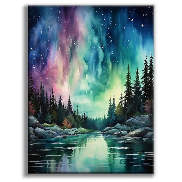 OBOSOE Diamond Painting - Aurora Skogsälv 5D DIY Diamantmaleri, 30x40cm