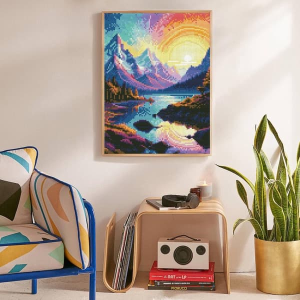 OBOSOE Diamond Painting - Color Dreams Mountain Lake Sunset 5D DIY timanttimaalaus, 30x40cm