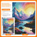 Pikkukuva 2 / 7: OBOSOE Diamond Painting - Color Dreams Mountain Lake Sunset 5D DIY timanttimaalaus, 30x40cm