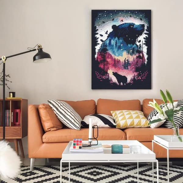 OBOSOE Diamond Painting - Färgdrömmars Skogsbjörnar 5D DIY Diamantmålning, 30x40cm