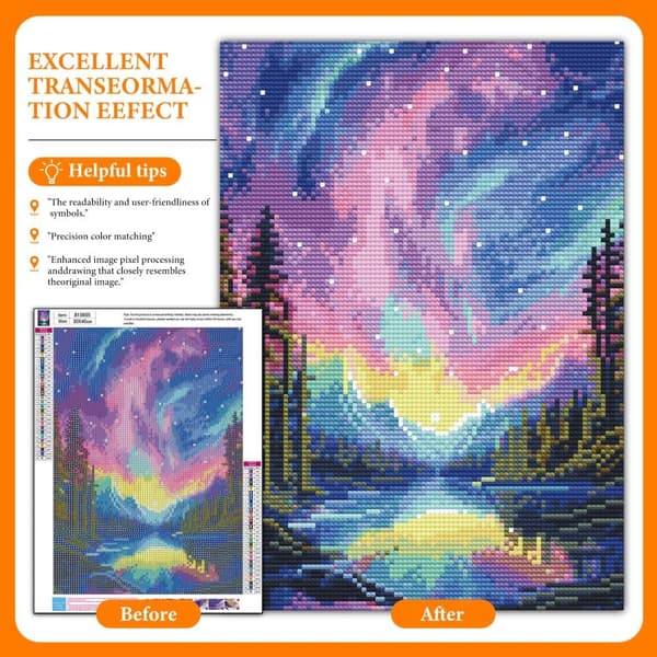 OBOSOE Diamond Painting - Aurora Fjällsjö Wonderland 5D DIY-timanttimaalaus, 30x40cm