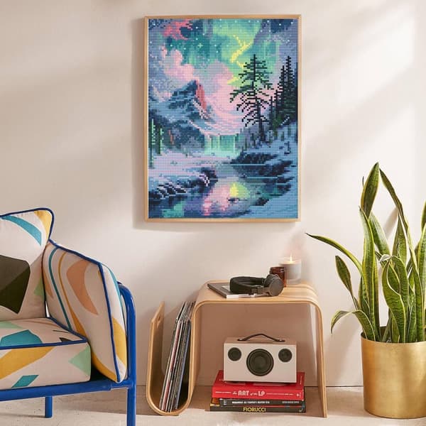 OBOSOE Diamond Painting - Aurora over Snöfjälls Vattenfall 5D DIY-timanttimaalaus, 30x40cm