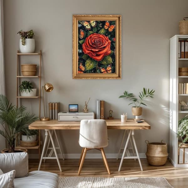 OBOSOE 5D diamantmalerisæt – Blomster og sommerfuglemønstre til voksne, begyndervenlig DIY-kunst, Broderi med fuld boreperle (30x40 cm)