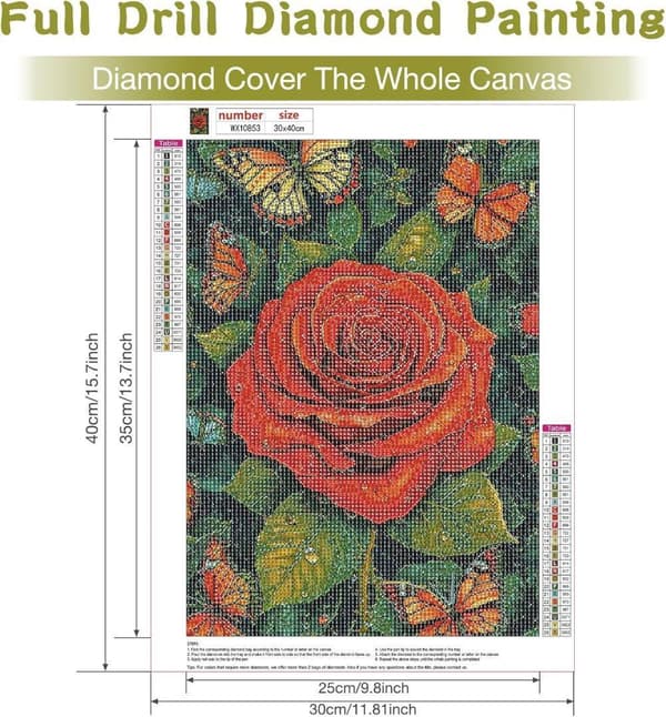 OBOSOE 5D diamantmalerisæt – Blomster og sommerfuglemønstre til voksne, begyndervenlig DIY-kunst, Broderi med fuld boreperle (30x40 cm)