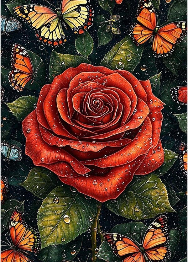 OBOSOE 5D diamantmalerisæt – Blomster og sommerfuglemønstre til voksne, begyndervenlig DIY-kunst, Broderi med fuld boreperle (30x40 cm)