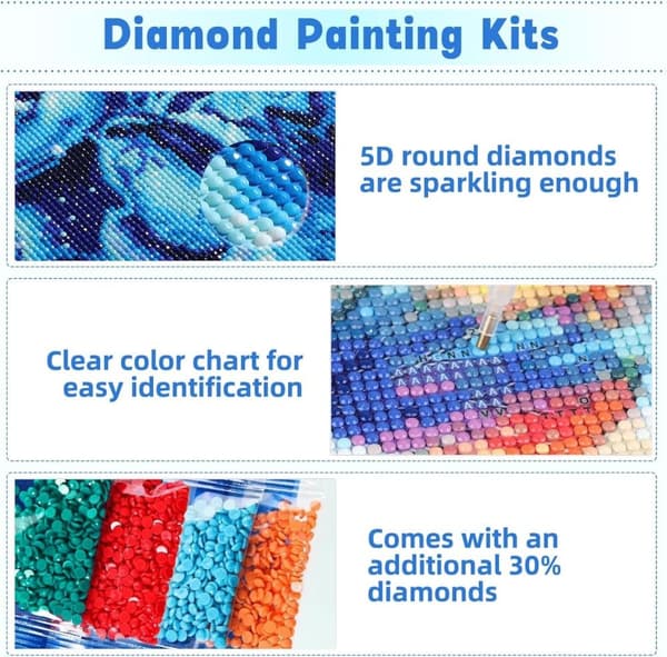 OBOSOE 5D Diamond Painting - Havsstrand Motiv för Vuxna, Nybörjarvänlig Full Drill Pärlbroderi med Snäckor (30x40 cm)