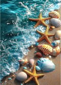 Miniatyrbild 1 av 6: OBOSOE 5D Diamond Painting - Havsstrand Motiv för Vuxna, Nybörjarvänlig Full Drill Pärlbroderi med Snäckor (30x40 cm)