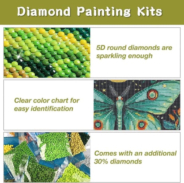 OBOSOE 5D Diamantmaleri – Sommerfugle og blomster Fantasy mønster, Fuld Drill Perle Broderi for begyndere (30x40 cm)
