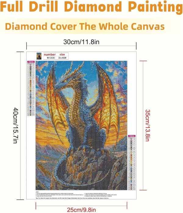 OBOSOE 5D Diamond Painting – Drakmotiv för Vuxna, Full Drill DIY Pärlbroderi (30x40 cm) – Fantasy Djurkonst till Väggdekoration