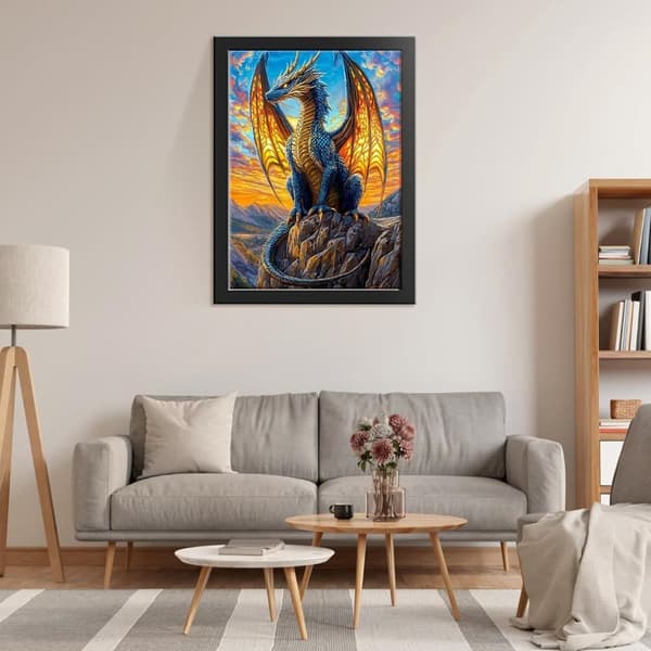 OBOSOE 5D Diamond Painting – Drakmotiv för Vuxna, Full Drill DIY Pärlbroderi (30x40 cm) – Fantasy Djurkonst till Väggdekoration