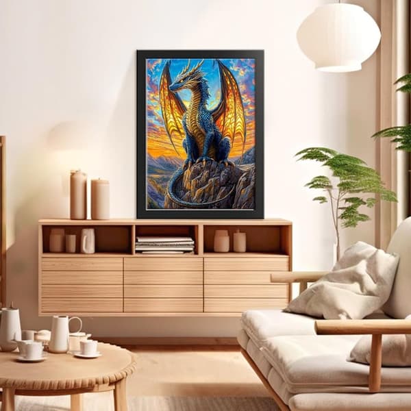 OBOSOE 5D Diamond Painting – Drakmotiv för Vuxna, Full Drill DIY Pärlbroderi (30x40 cm) – Fantasy Djurkonst till Väggdekoration
