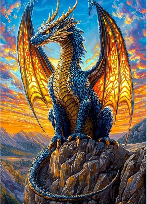 OBOSOE 5D Diamond Painting – Drakmotiv för Vuxna, Full Drill DIY Pärlbroderi (30x40 cm) – Fantasy Djurkonst till Väggdekoration
