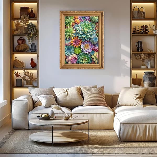OBOSOE 5D Diamond Painting – Sukkulenter i Kruka, Full Round Drill DIY Pärlbroderi (30x40 cm) – Växtmotiv för Väggdekoration