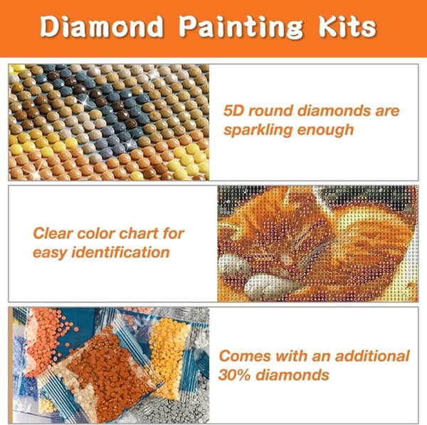 OBOSOE 5D helmikirjonta – Cat & Moon, Full Drill DIY (30x30 cm) – Kodikas eläinaihe seinälle