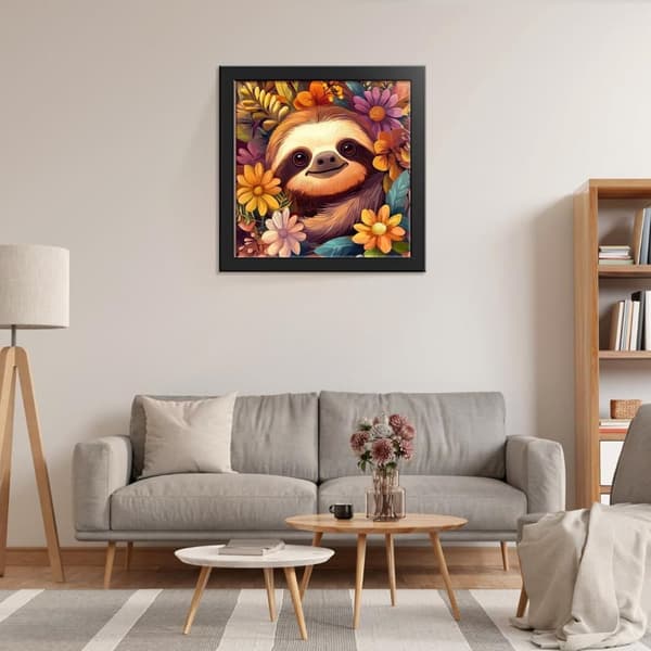 OBOSOE 5D Pärlbroderi – Söta Sengångare & Blommor, Full Drill DIY (30x30 cm) – Roligt Djurmotiv för Väggen