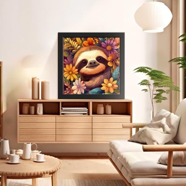 OBOSOE 5D Pärlbroderi – Söta Sengångare & Blommor, Full Drill DIY (30x30 cm) – Roligt Djurmotiv för Väggen