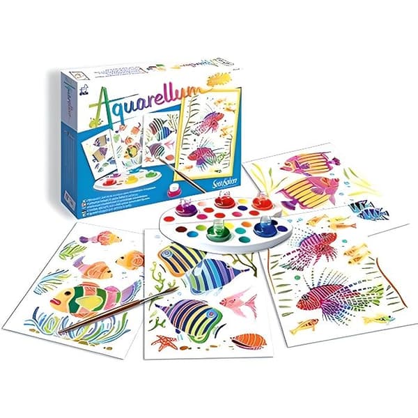 SENTOSPHERE - Aquarellum Junior Aquarium - Låda med 4 målningar på temat akvariet