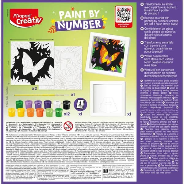 Målarbilder med nummer av Papegoja och Fjäril - Maped Creativ - Målningaktivitet för Barn - Kreativ Hobby - Från 7 År